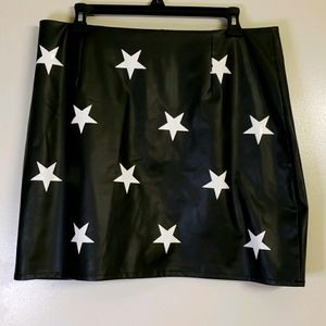 Faux leather black star skirt